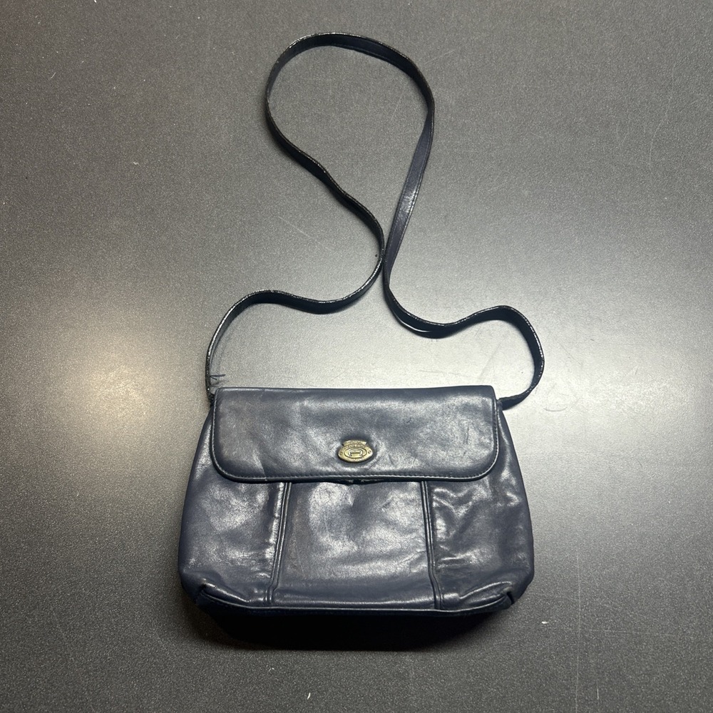 Vtg Etienne Aigner Blue Crossbody Shoulder Handbag Blue Leather Purse 80s